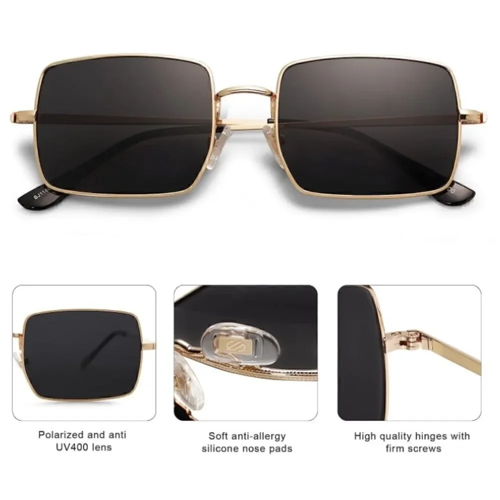 Trendy Thin Rectangle Frame Sunglasses